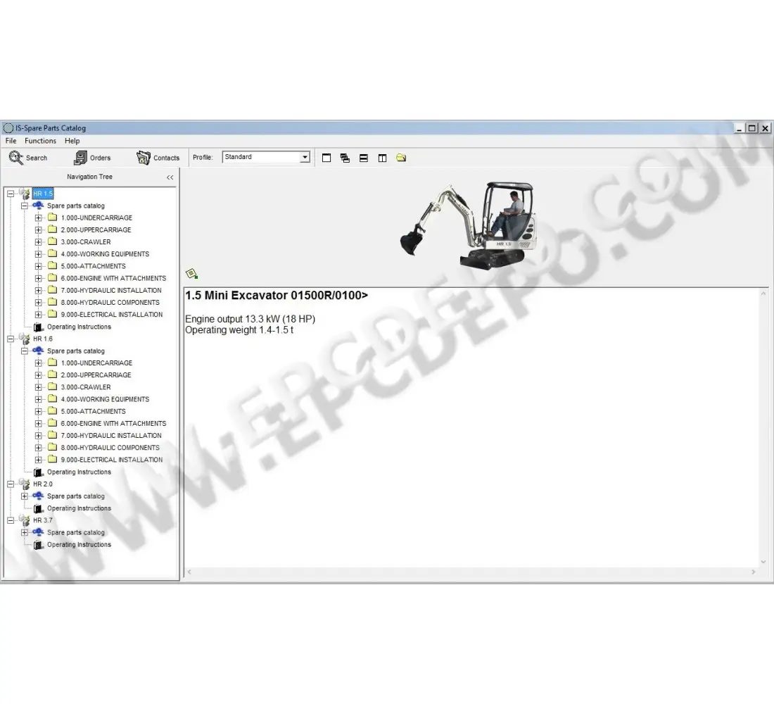 Terex Mini Excavator HR1 5 HR1 6 HR2 0 HR3 7 Parts Catalog